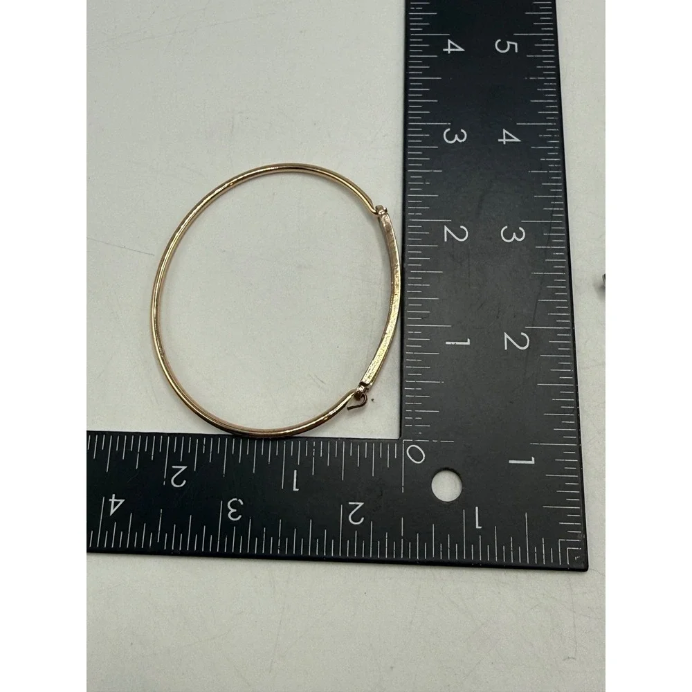 Rose Gold Tone Glitter Bar Hook Bangle Bracelet Minimalist Shimmer Jewelry